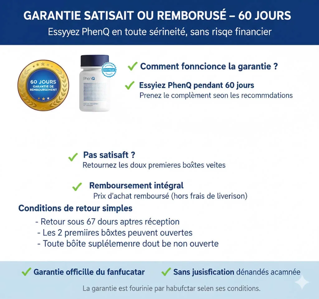 PhenQ Garantie satisfait ou remboursé – 60 jours